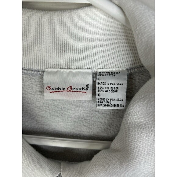 VTG 90s Collared Embroidered Red Cardinal Bird Sweatshirt Large Grandmacore - Picture 3 of 7